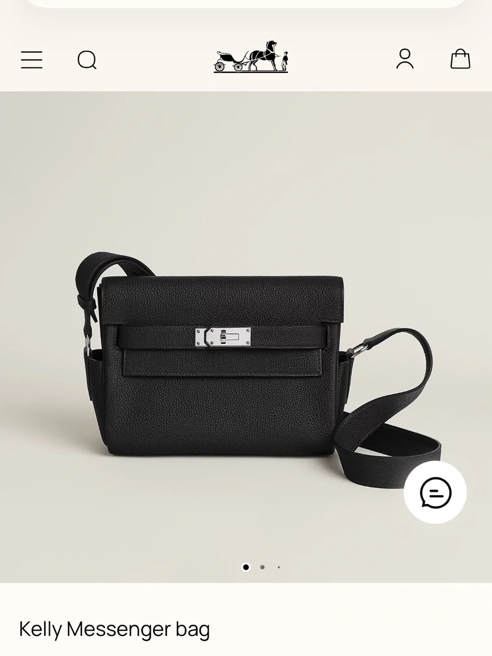 Hermes Noir Kelly Messenger Bag Togo calfskin